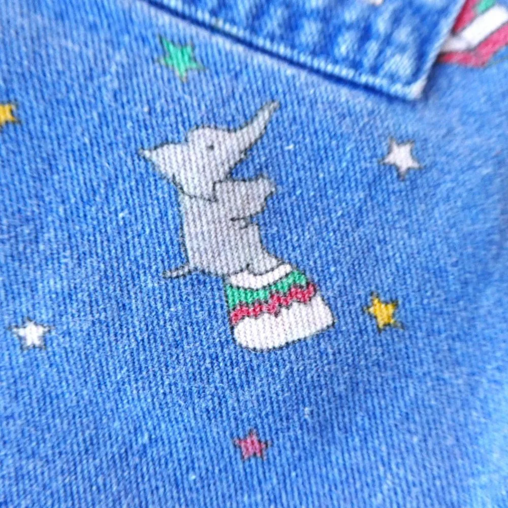 Vintage OshKosh B'gosh Vestbak Blue Denim Circus Elephants Overalls Union USA